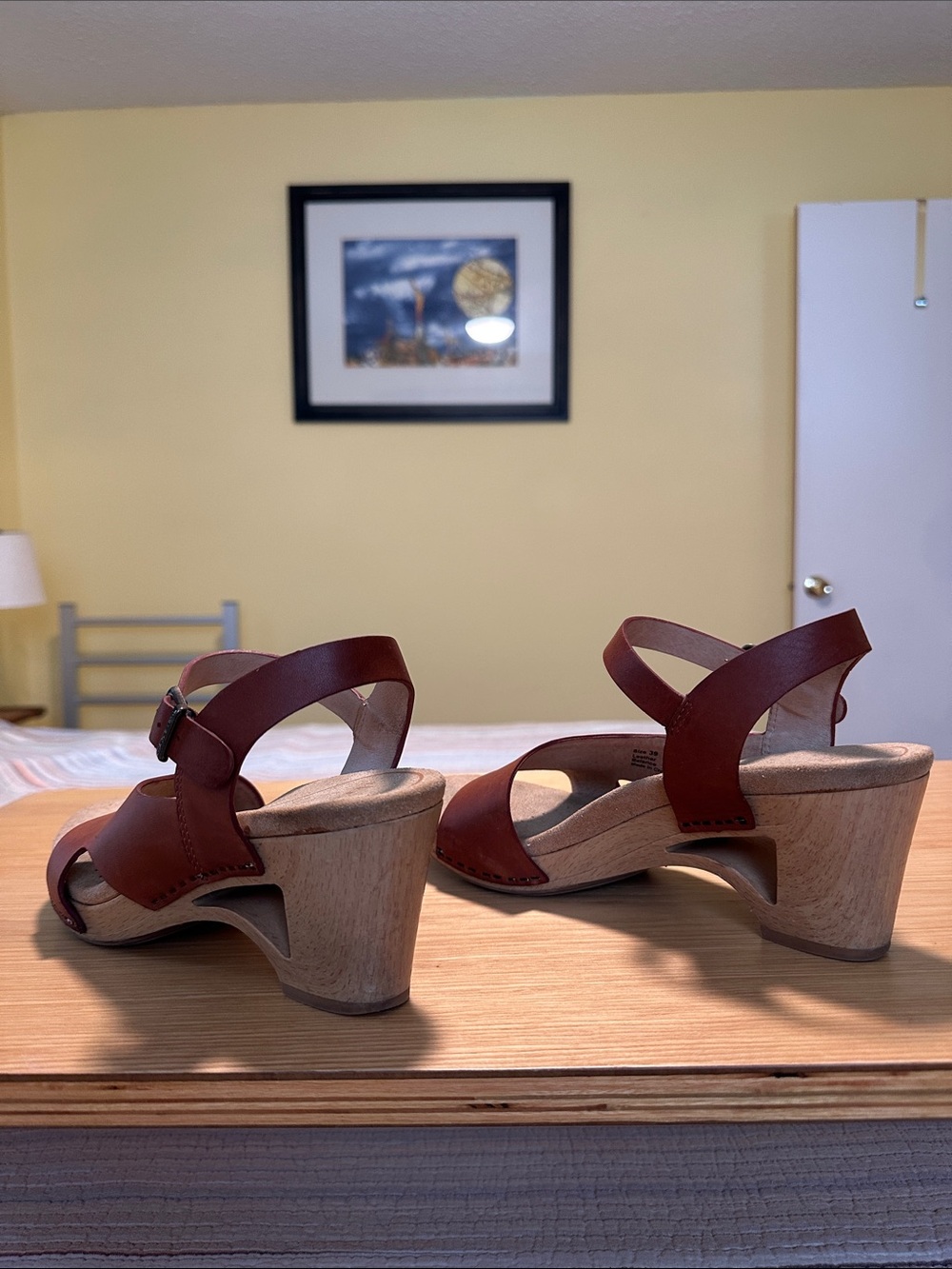 Dansko Brown Leather Wedge Sandals with Ankle Strap - Picture 8 of 13